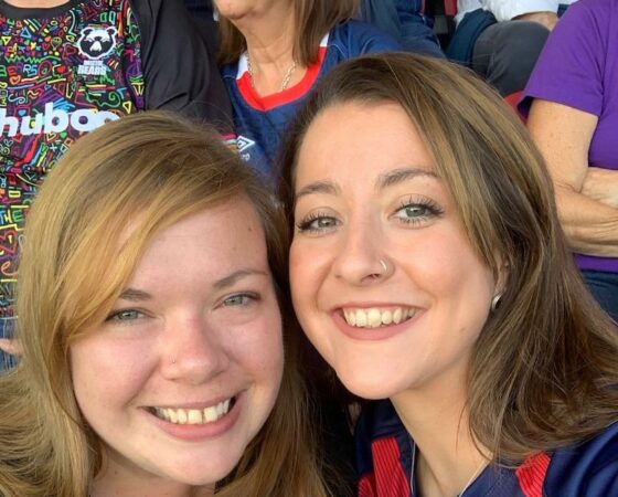 Photo (Selfie) of Hannah and another women at a Bristol Bears rugby game.